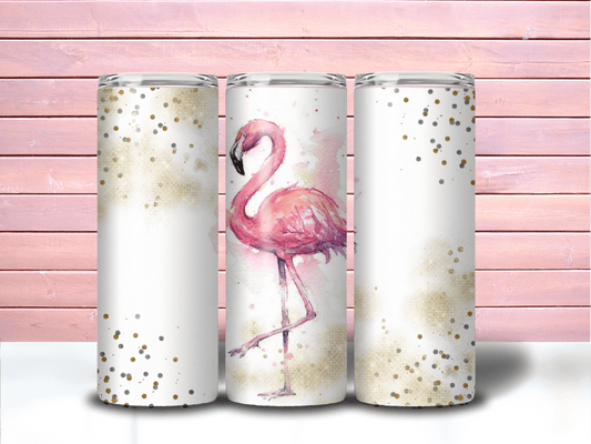 Flamingo gold and white 20 oz stainless skinny tumbler